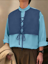 Men's Color Block Drawstring Long Sleeve Shirt SKUL39391