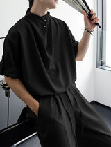 Men's Solid Draped Collar Casual Two Pieces Outfit SKUL33012