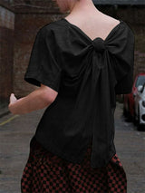 Mens Bow Tie Patchwork Short Sleeve T-Shirt SKUK98829