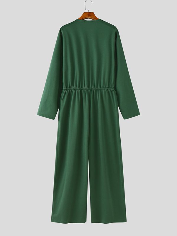 Men's 3D Pocket Loose Long Sleeve Jumpsuit SKUL50058