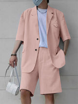 Mens Solid Color Casual Two Pieces Outfit SKUL09673