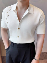 Men's Bee Embroidery Knit Short Sleeve Shirt SKUL38894