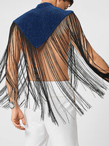 Men's Tassel Patchwork Cropped Cloak SKUL22782