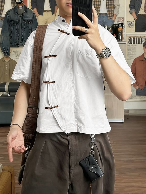 Men's New Chinese Style Relaxed Boxy Shirt SKUL57123