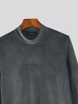 Men's One Side Long Hem Textured Long Sleeve T-Shirt SKUL24808