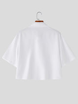 Mens Rhinestone Patchwork Cropped Short Sleeve Shirt SKUL13709