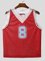 Men's Lace Patchwork Number Print Tank SKUL20288