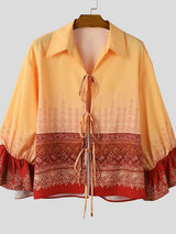 Men's Ethnic Style Print Flared Sleeve Shirt SKUL39362