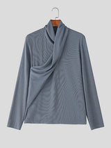 Men's Solid Color Textured Knit Long Sleeve Sweater SKUL49860