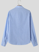 Mens Striped Loose Long Sleeve Shirt SKUL03654