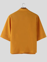 Men's Asymmetric Placket Flap Short Sleeve Shirt SKUL53008