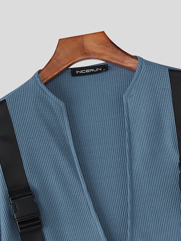 Men's Webbing Patchwork Waffle Texture Short Sleeve T-shirt SKUL46020