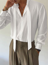 Mens Deconstructed Tie-Detail Long Sleeve Shirt SKUK79645