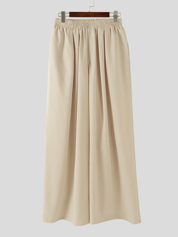 Mens Solid Color Wide Leg Casual Pant SKUL16630