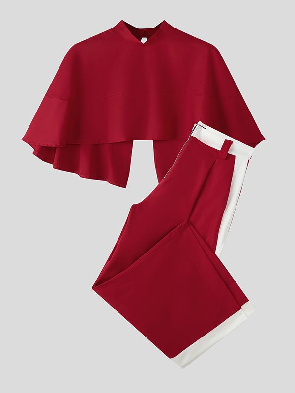 Men's Deconstructed Color Block Cropped Casual Two Pieces Outfit SKUL36533