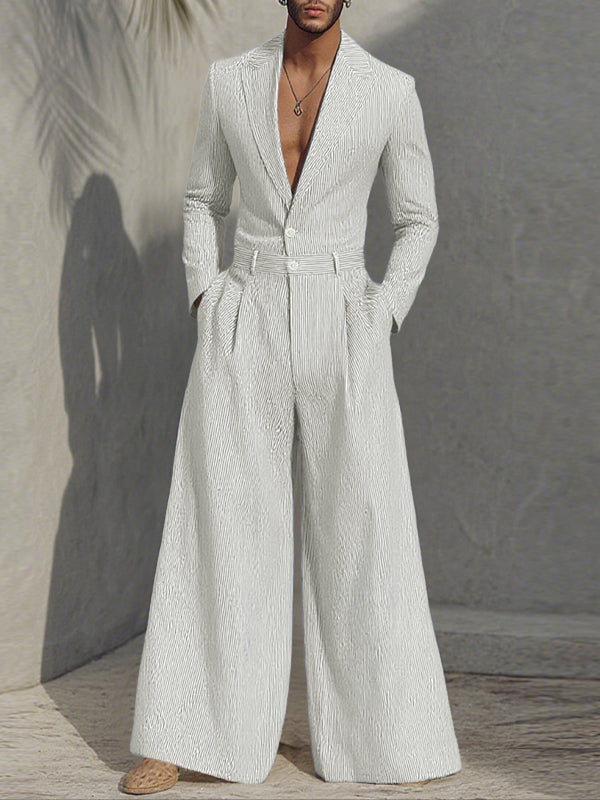 Mens Striped Casual Loose Long Sleeve Jumpsuit SKUL27277