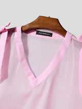 Mens Bowknot Design Sheer Long Sleeve Shirt SKUL09498