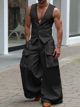 Men's Solid Color Casual Two Pieces Outfit SKUL40256