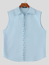 Men's Tie Drawstring Design Sleeveless Shirt SKUL57701