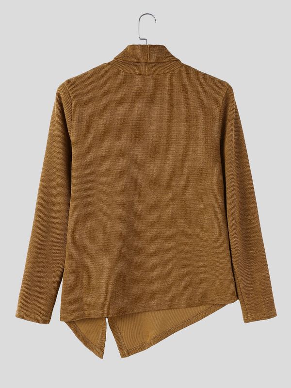 Men's Avant-Garde Urban Casual Asymmetrical Side Button Long Sleeve Turtleneck Sweater SKUL80558