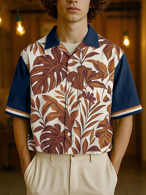 Mens Plant Print Short Sleeve Shirt SKUL12888