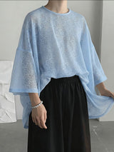 Men's Jacquard Knit Crew Neck 3/4 Length Sleeve T-Shirt SKUL39697