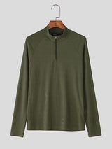 Men's Textured Zip Long Sleeve T-Shirt SKUL38542