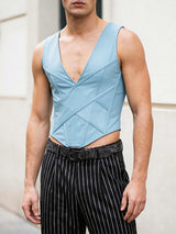 Men's Solid Color Waist Cincher Tank SKUL61523