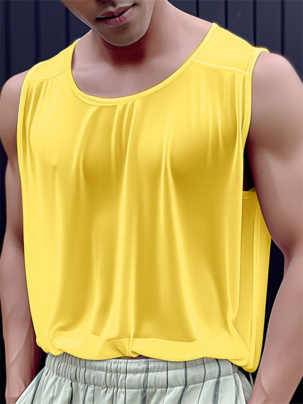 Mens See Through Solid Sleeveless Vest SKUK49711