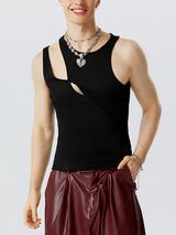 Mens Cutout Crew Neck Solid Knit Vest SKUK09268