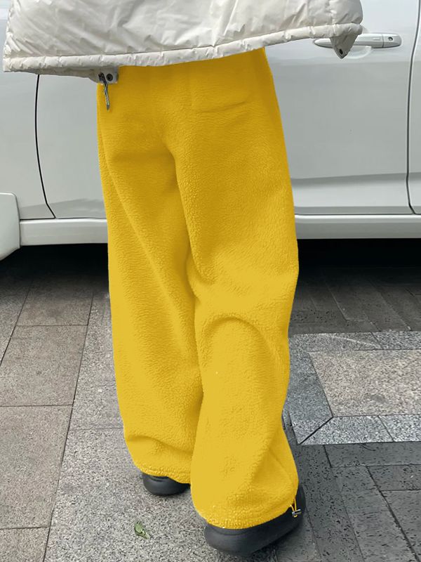 Men's Solid Color Plush Loose Pant SKUL38976