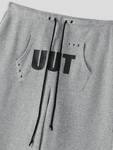 Men's Deconstructed Kangaroo Pocket Letter Print Wide Leg Pant SKUL36402