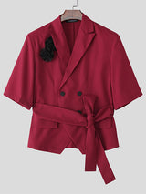 Mens 3D Flower Patchwork Short Sleeve Blazer SKUL02050