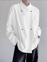 Men's Solid Color Double Breasted Long Sleeve Shirt SKUL37173