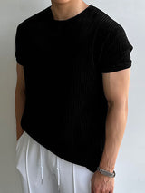 Mens Textured Crew Neck Short Sleeve T-Shirt SKUK80690