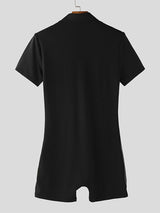 Men's Sheer Mesh Patchwork Zip Short Sleeve Bodysuit SKUL20261