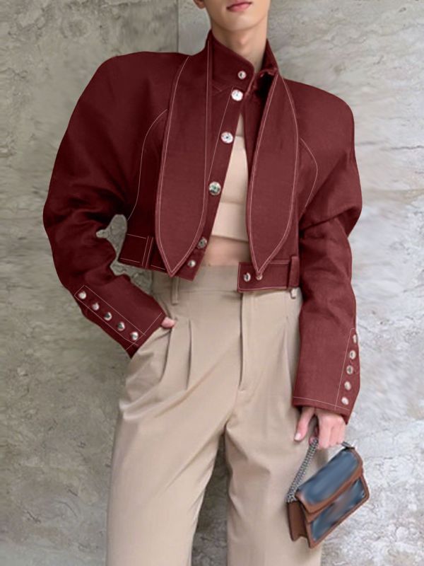 Men's Deconstructed Contrast Stitch Long Sleeve Jacket SKUL32849