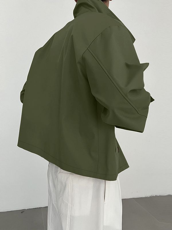 Men's Double Breasted Stand Collar Long Sleeve Jacket SKUL31504