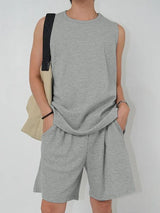 Men's Minimalist Textured Casual Two Pieces Outfit SKUL45251