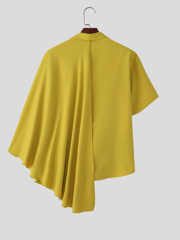 Mens Shawl Patchwork Short Sleeve Shirt SKUL10902