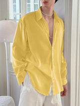 Men's Back Sheer Mesh Patchwork Long Sleeve Shirt SKUL27369