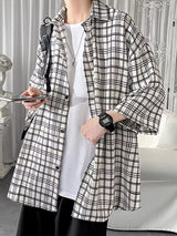 Mens Checkered Color-Block Half-Sleeve Shirt SKUK76216