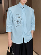 Men's Asymmetric Placket Abstract Print Long Sleeve Shirt SKUL50042