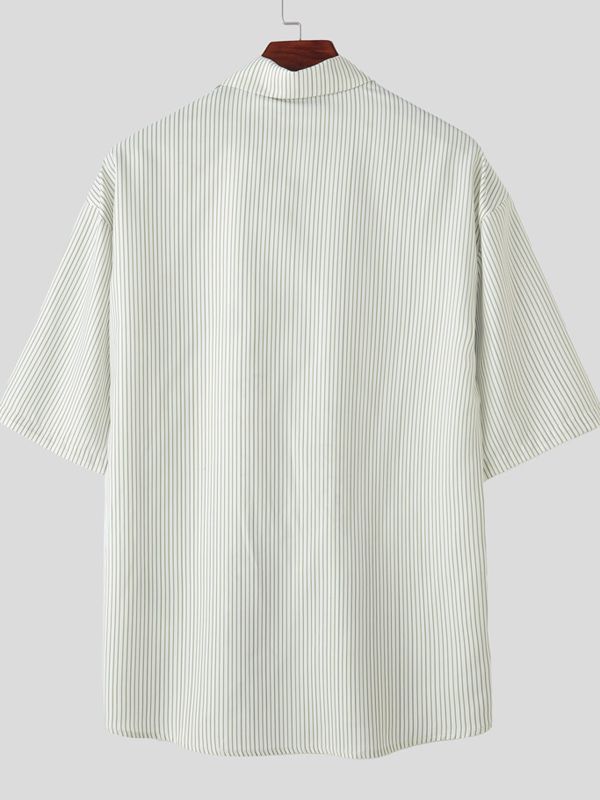 Men's Tie Patchwork Pocket Short Sleeve Shirt SKUL40277