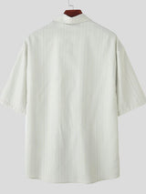 Men's Tie Patchwork Pocket Short Sleeve Shirt SKUL40277