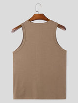 Mens Solid Color Knit Zip-Up Tank SKUL00036