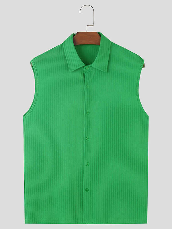 Mens Thin Vertical Striped Breathable Sleeveless Shirt SKUK72256