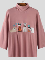 Men's Fun Embroidered High Neck T-Shirt SKUL39008