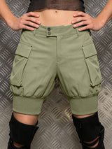 Men's Cyberpunk Techwear Multi-Pocket Cargo Bloomer Short SKUL64172