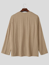 Men's Solid Textured Long Sleeve T-Shirt SKUL29586